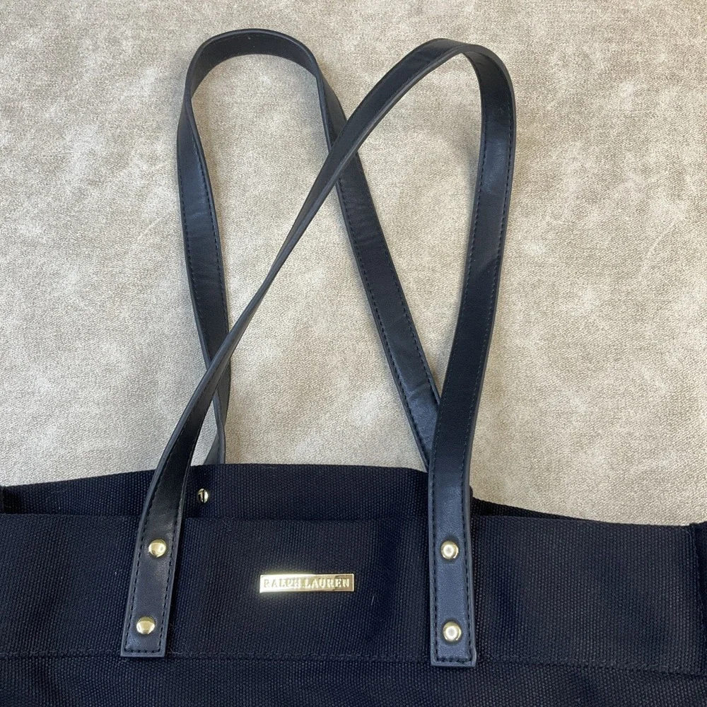 Lauren Ralph Lauren Tote Bag Handbag Shopper Fragrance Black 14.5x13.5 - Picture 2 of 9